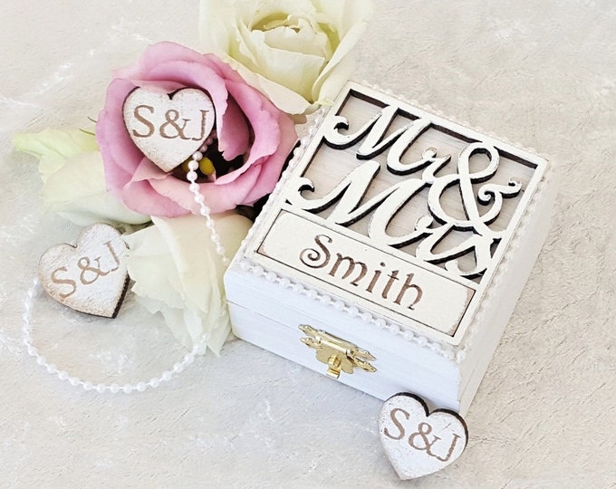 Personalised Wedding Ring Box Luxury Double Wedding Ring Bearer Box