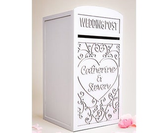 Personalised Lockable Wedding Card Post Box - 'Elegance' Design - Bespoke Wedding Card Box