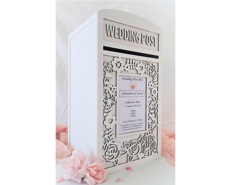 Large White Personalised Wedding Card Post Box With Lock Etsy