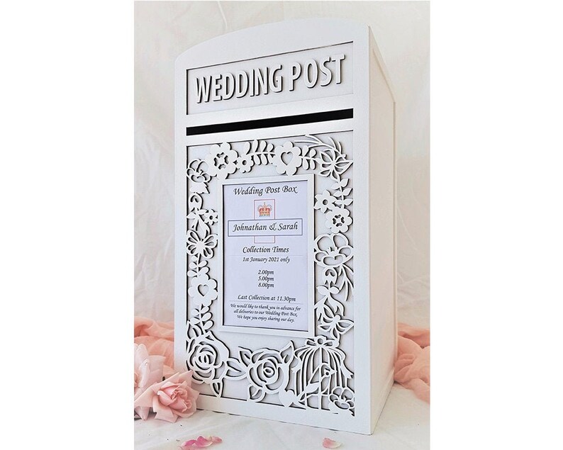 Large White Personalised Wedding Card Post Box With Lock Etsy