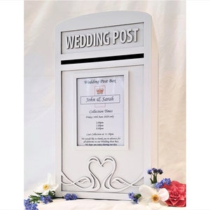 Large Lockable White Wedding Card Post Box - Fully Assembled Wedding Cards Box 'Swan Design'