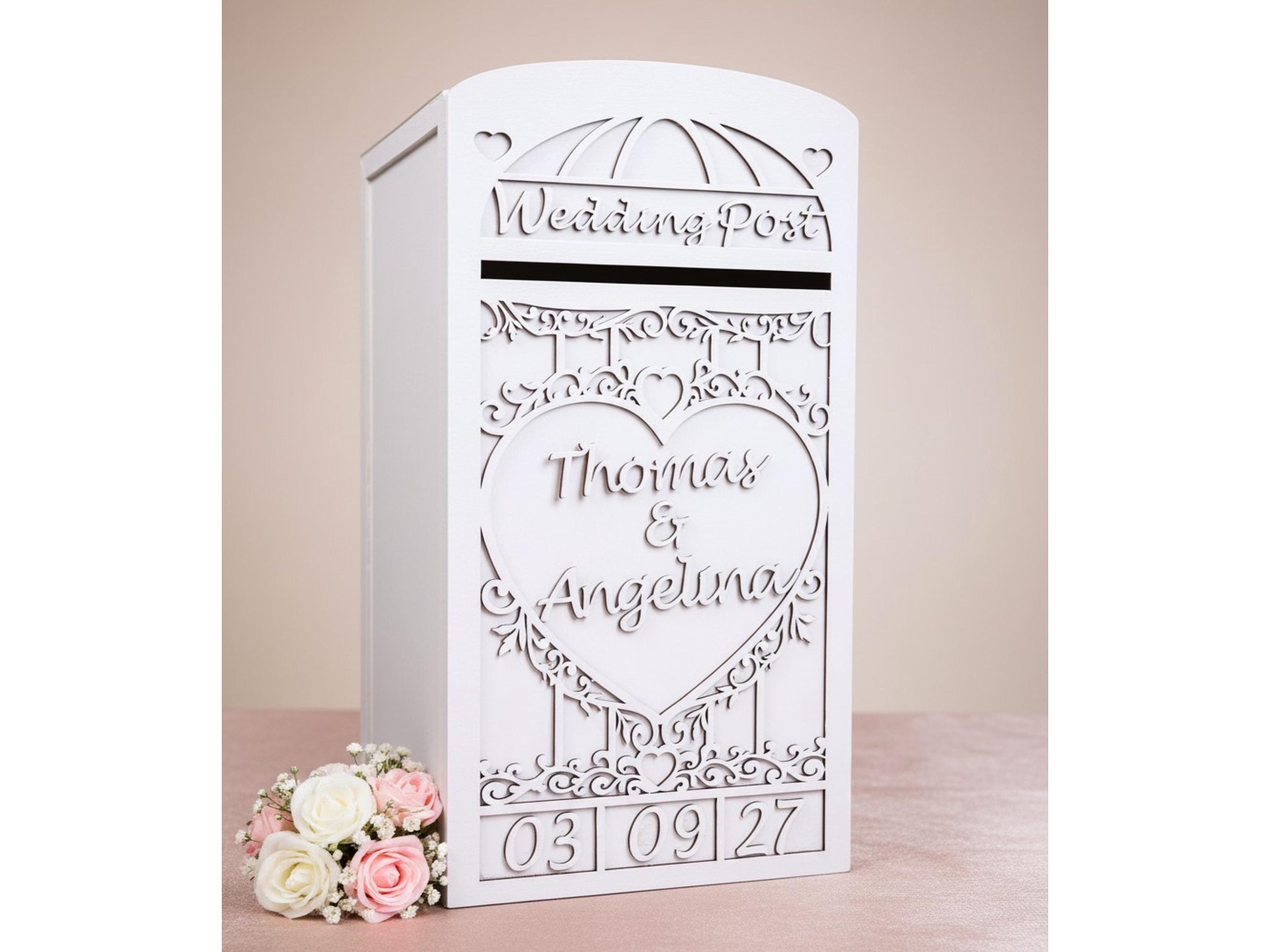 Personalised White Wedding Card Post Box: Lockable Design - Etsy UK Personalised White Wedding Card Post Box: Lockable Design - Etsy UK
