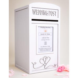Large Personalised Lockable White Wooden Wedding Card Box With Custom Insert and Optional Lock