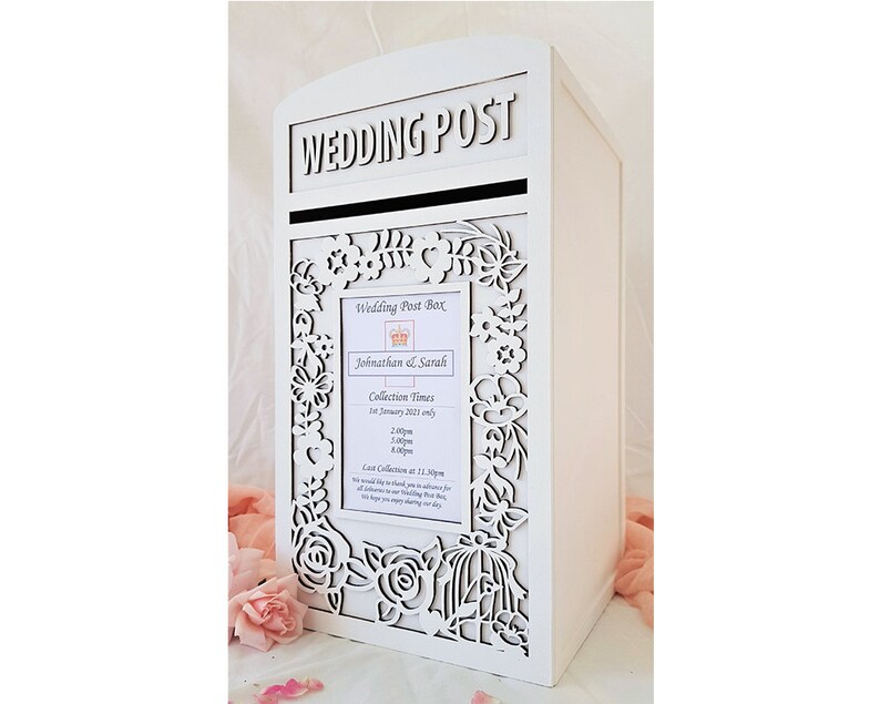 Large White Personalised Wedding Card Post Box With Lock Etsy