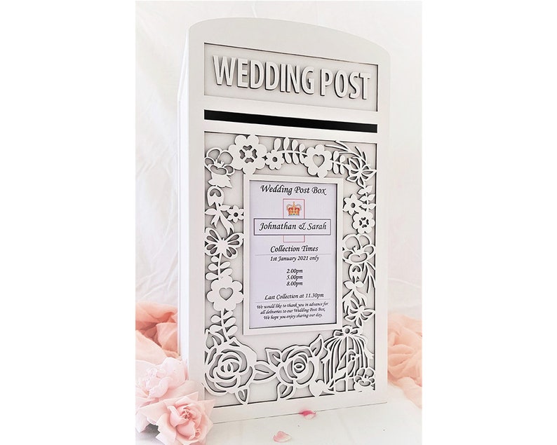 Large White Personalised Wedding Card Post Box With Lock Etsy