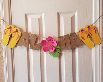 Aloha Banner, Tropical Banner, Summer Party Banner, Hibiscus Flower Banner, Birthday Banner, Luau party Banner, Aloha Decor, Hawaiian Banner