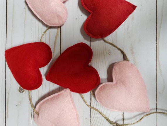 Heart Garland Decorations for Valentines Decor - Red, Pink Color, Heart Banner for Valentines Decoration, Anniversary Garland for Room and Fireplace