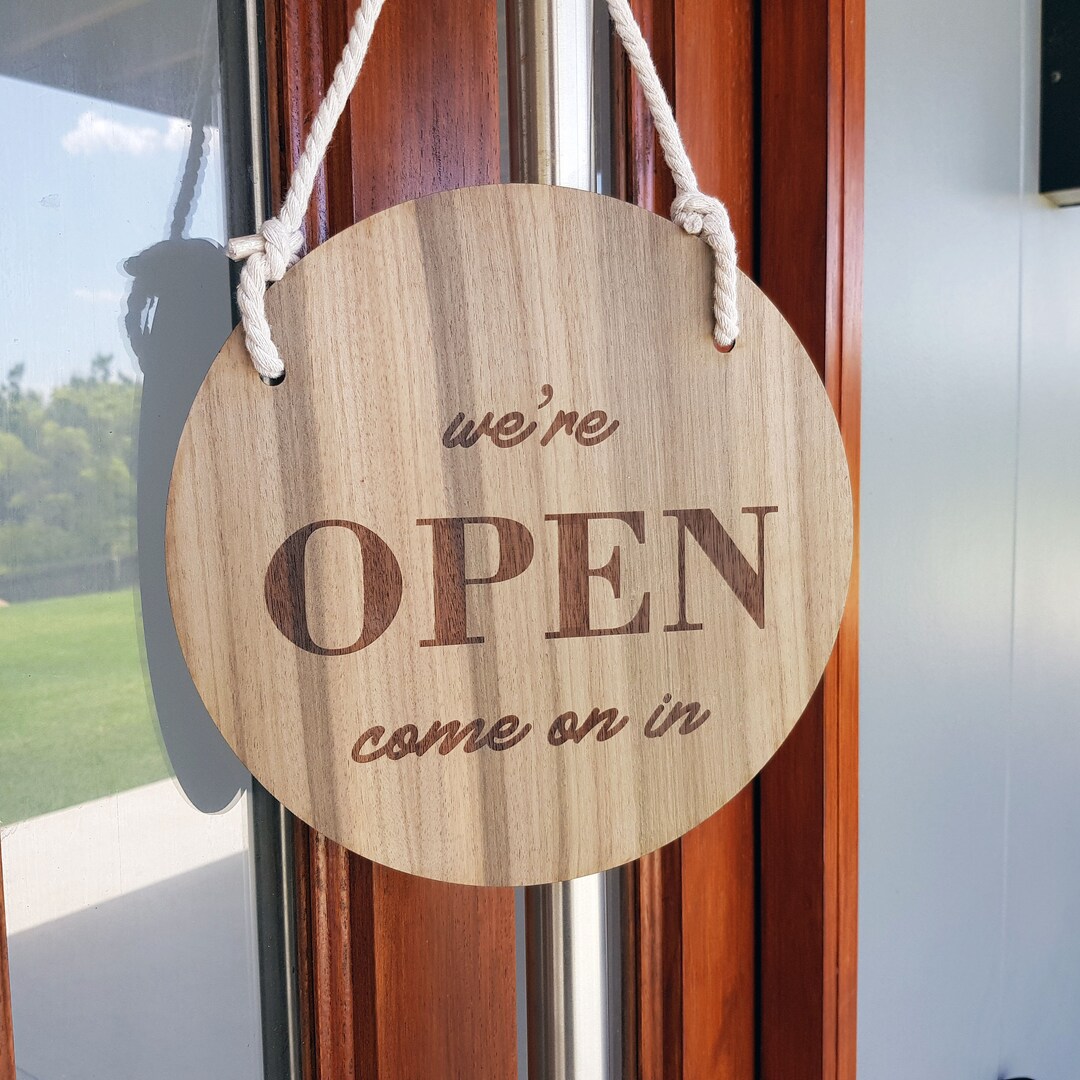 Double Sided Round Modern Open and Closed Sign - Etsy