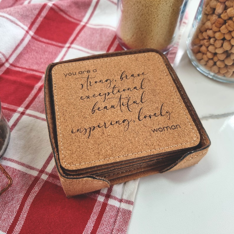 Mothers Day Engraved Cork Coaster Set image 2