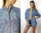 Denim Shirt Button Down Shirt Jean Shirt Oversize Denim Shirt Oversize Jean Shirt Blue Denim Shirt Blue Jean Shirt Vintage Clothing HE68