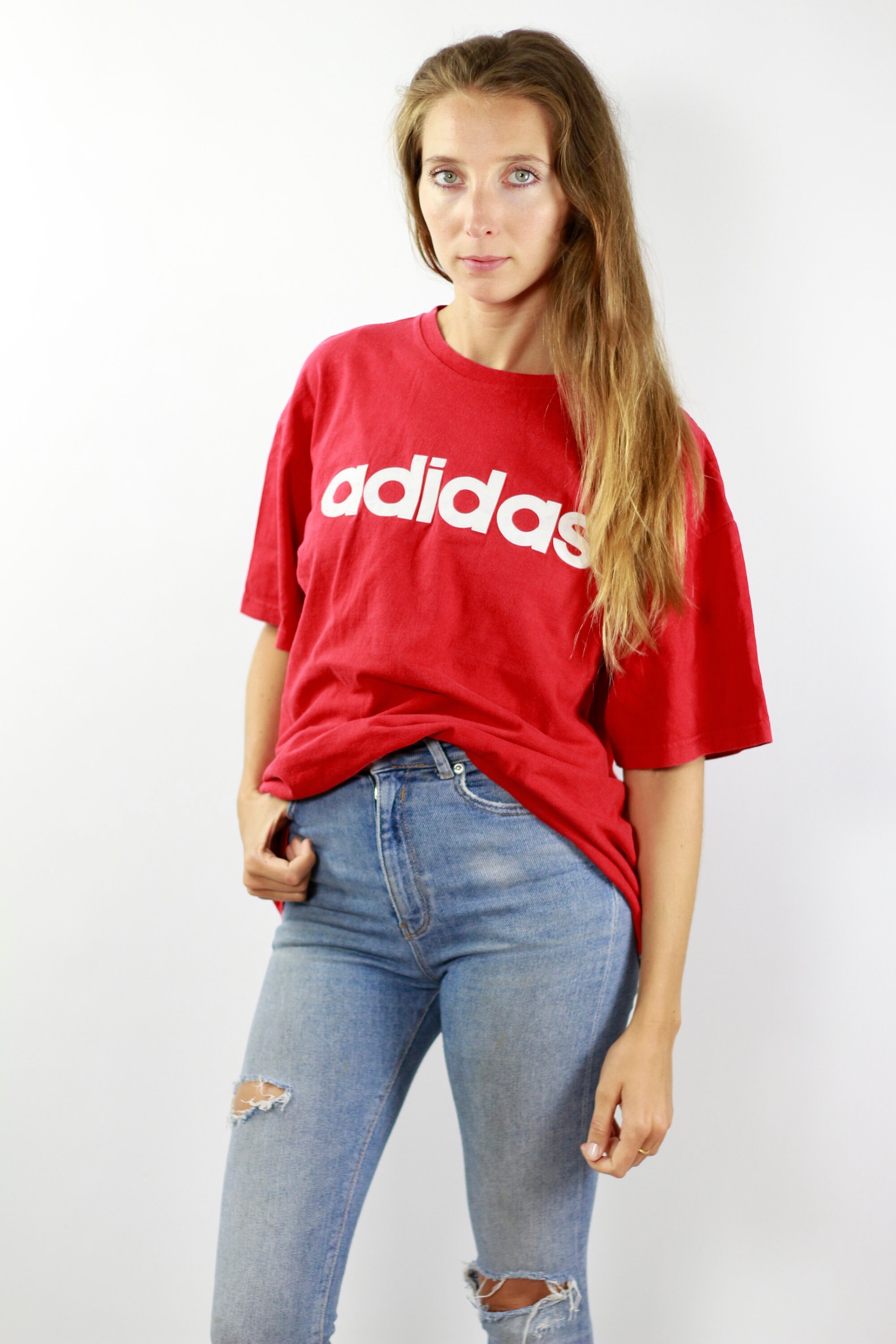 red adidas retro t shirt