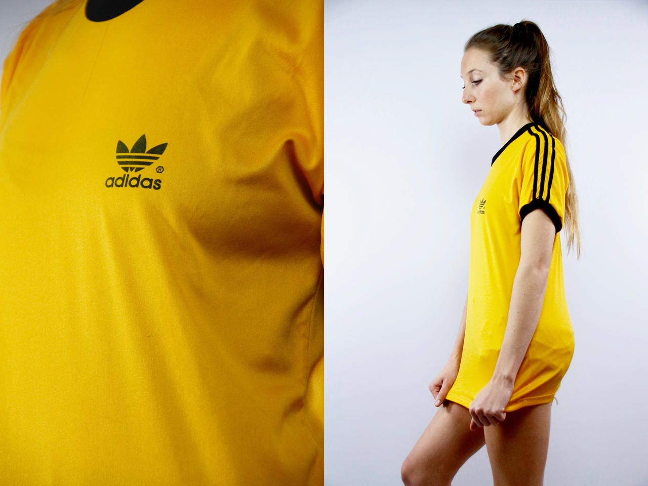 yellow adidas t shirt retro