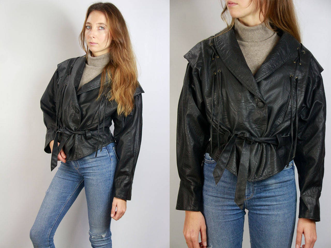 80's leather jacket style