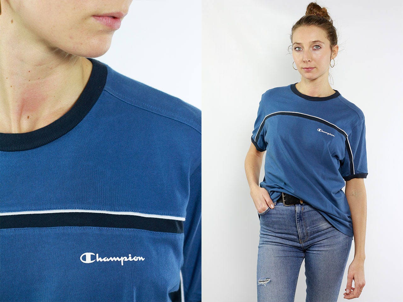 champion oversized boyfriend sweatshirt with small retro logo