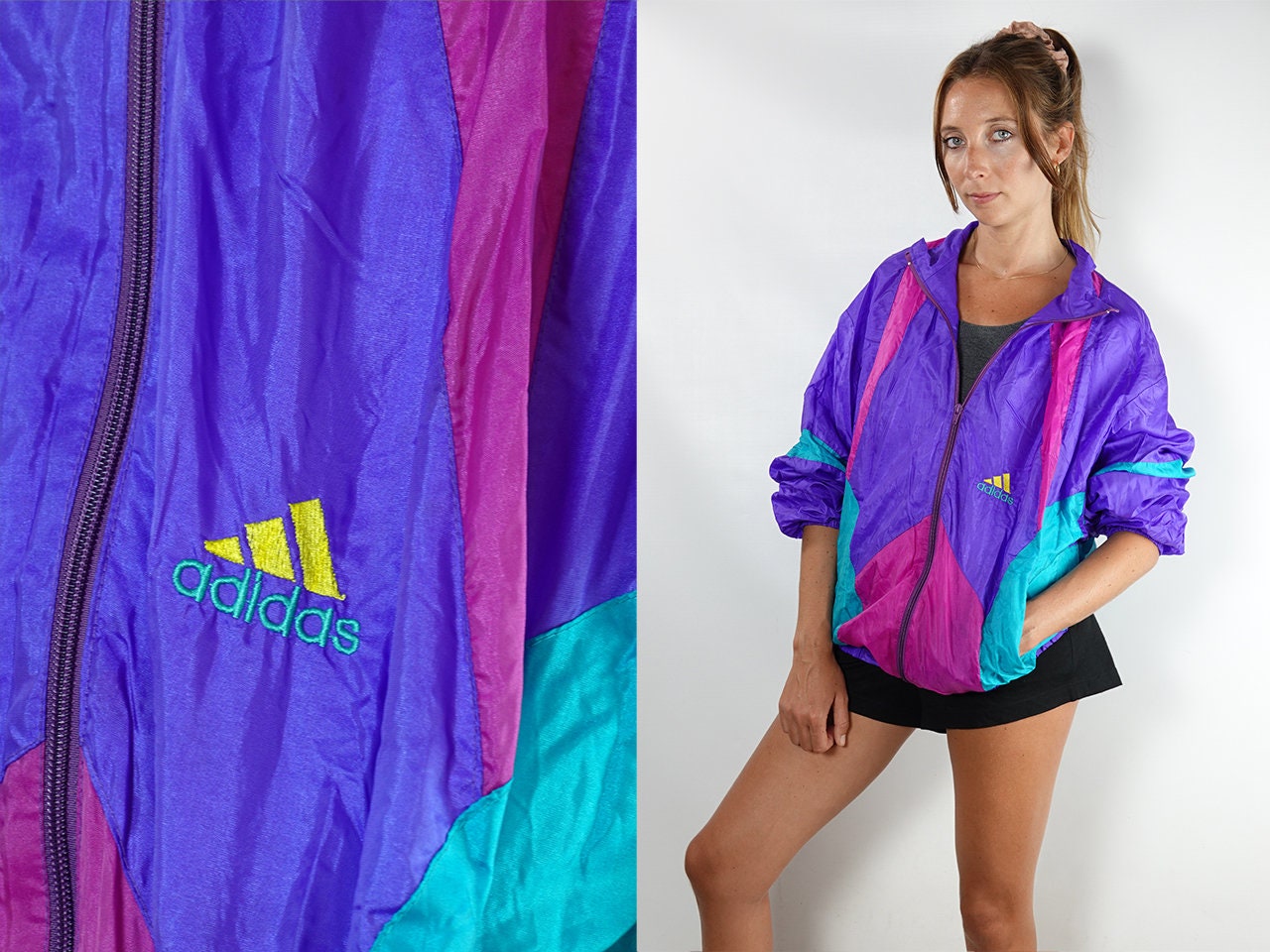 vintage purple adidas windbreaker