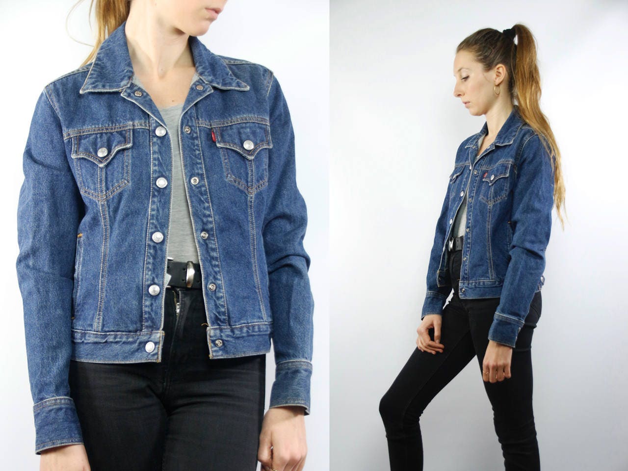 levis dark blue denim jacket