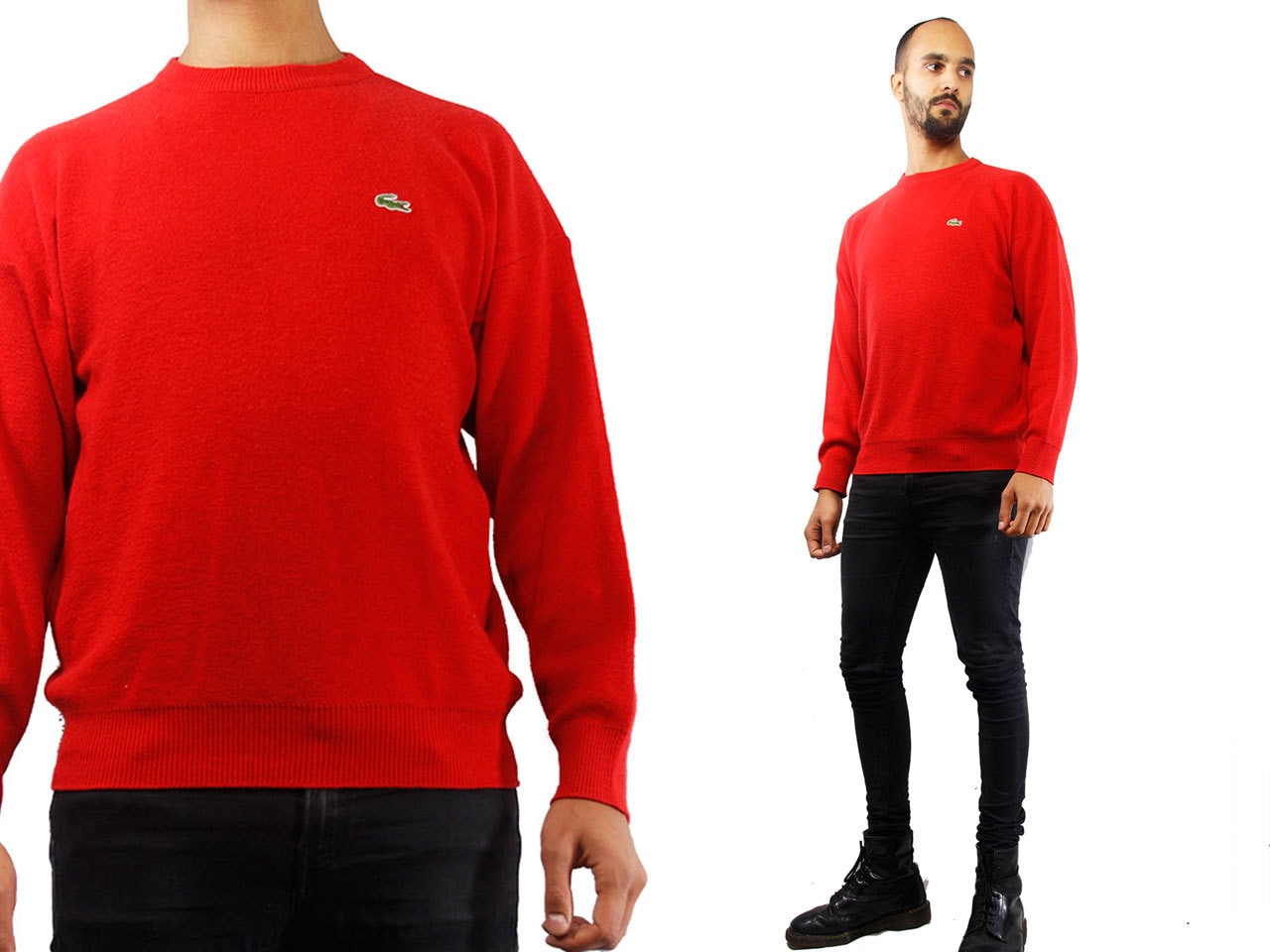 mens red lacoste jumper