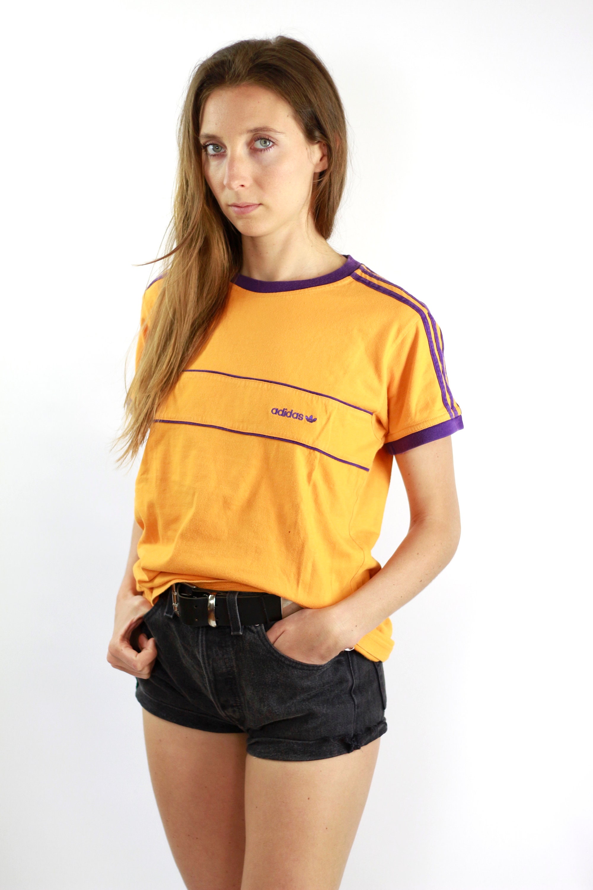 yellow adidas t shirt retro