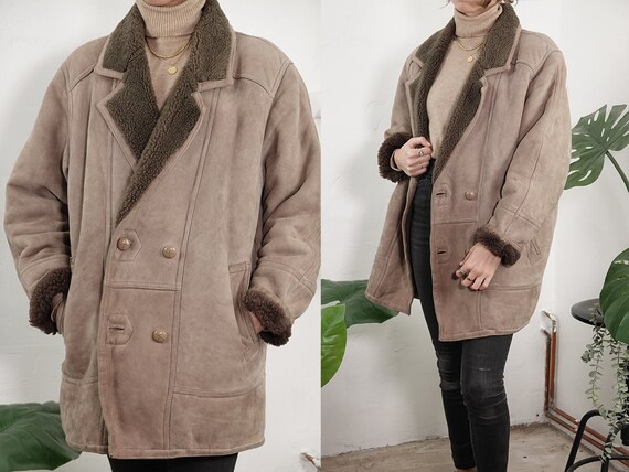 Shearling Jacket Sheepskin Beige Sherpa Jacket She