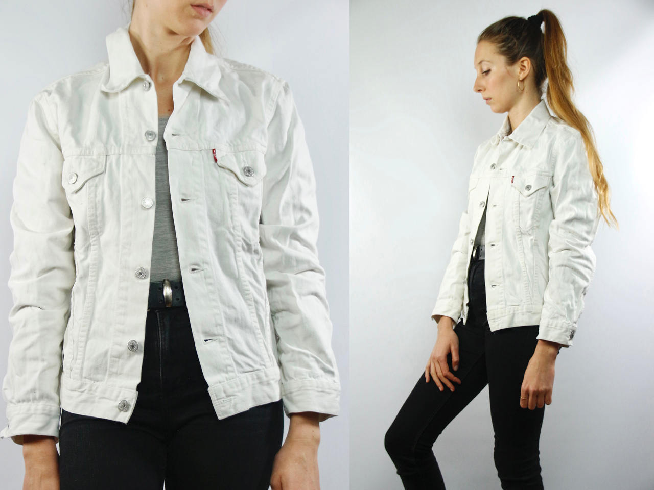 levi's white jeans jacket