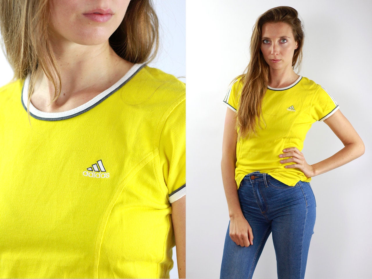 yellow adidas t shirt retro