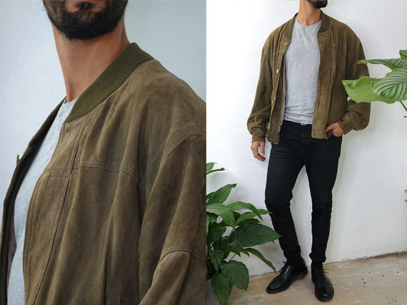 Vintage Suede Jacket 80s Vintage Suede Bomber Sued