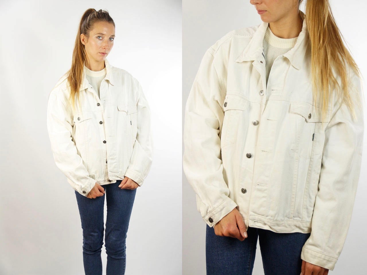 white jean jacket oversized