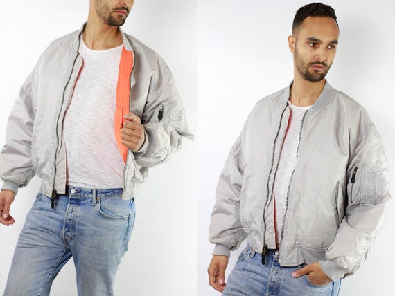 Bomber Jacket Grey Bomber Jacket 90s Bomber Jacket 90s Clothing Vintage Clothing Mens Jacket Mens Bomber Jacket Vintage Bomber JA80