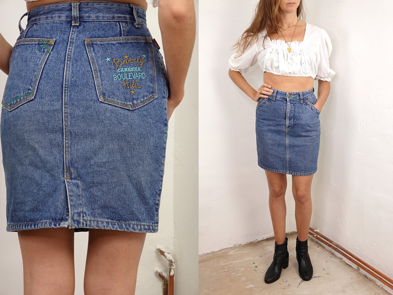 jean skirt 80s