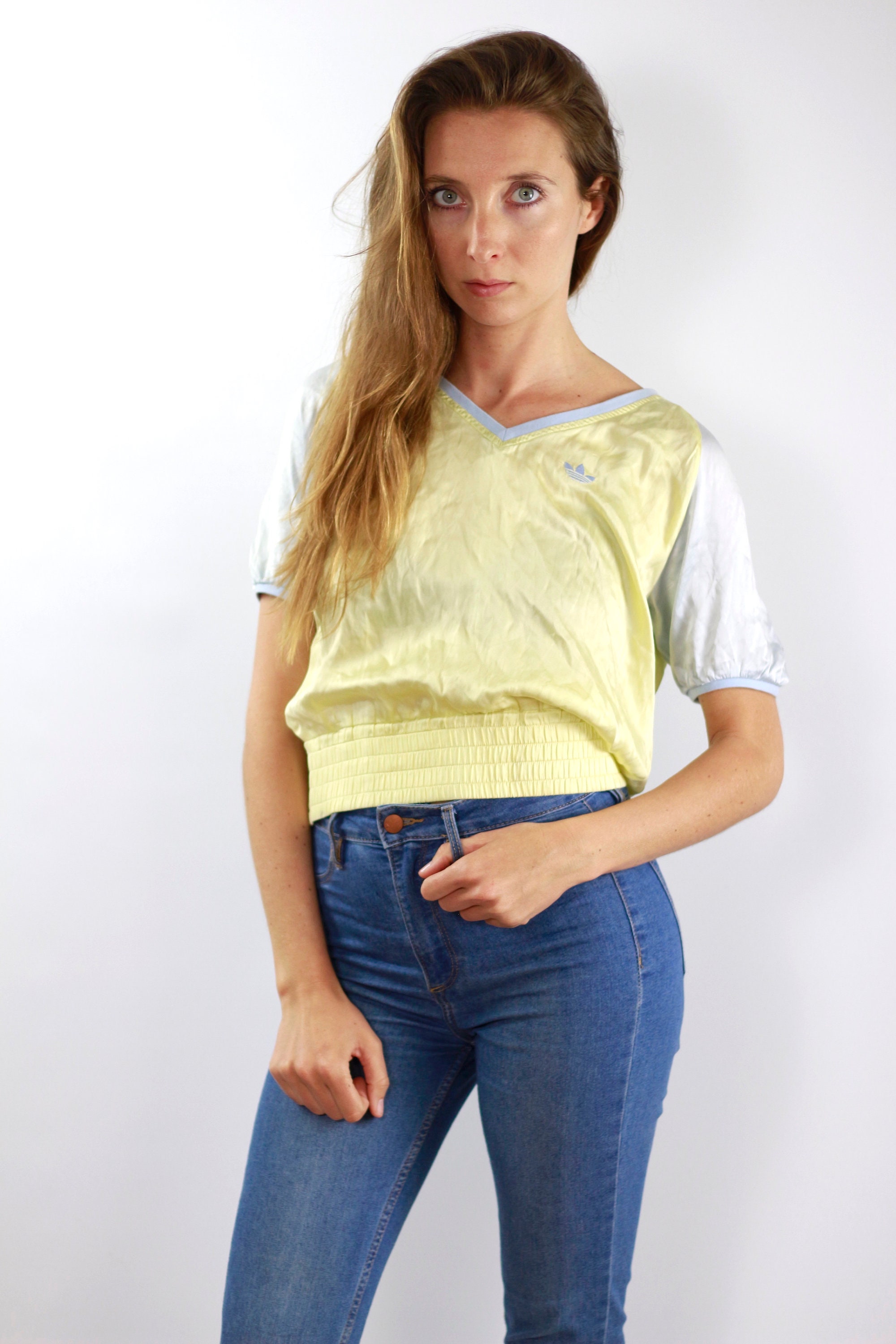 yellow adidas t shirt retro