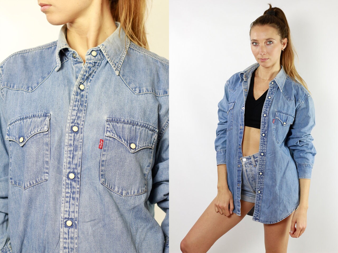levi's light blue denim shirt