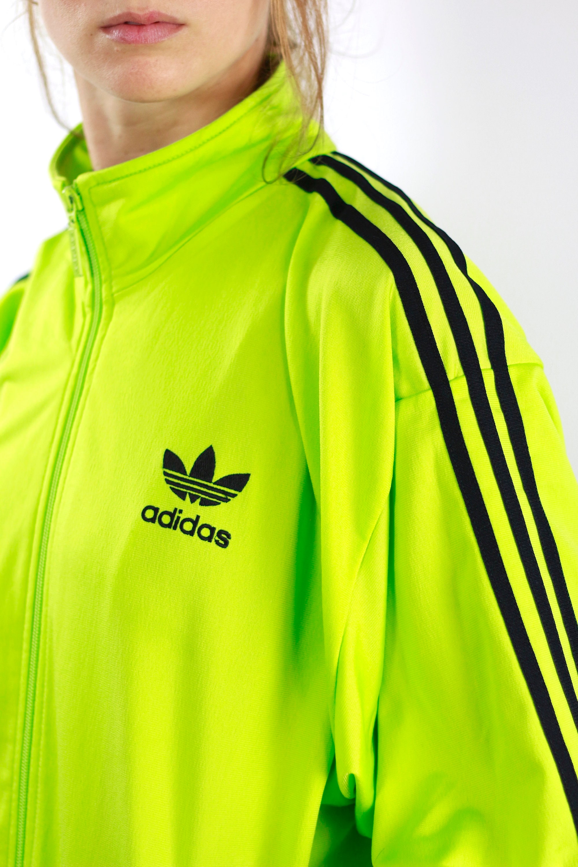 Pink adidas Jacket с салатовыми полосками