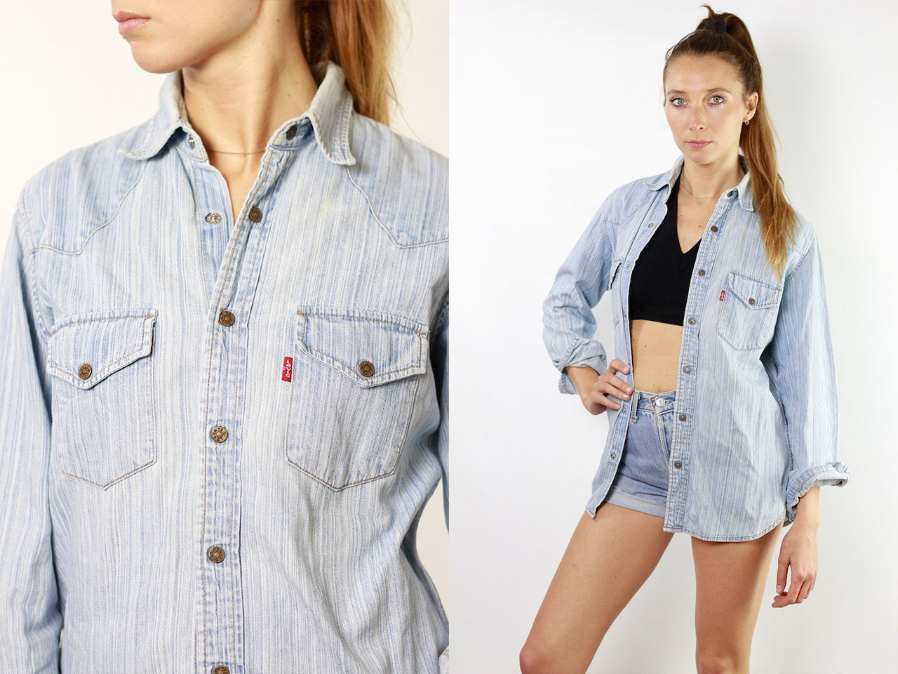 levi blue jean shirts