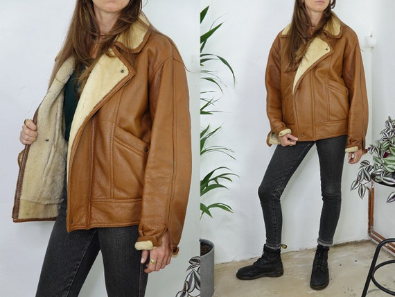 Shearling Jacket Sheepskin Brown Sherpa Jacket Sh