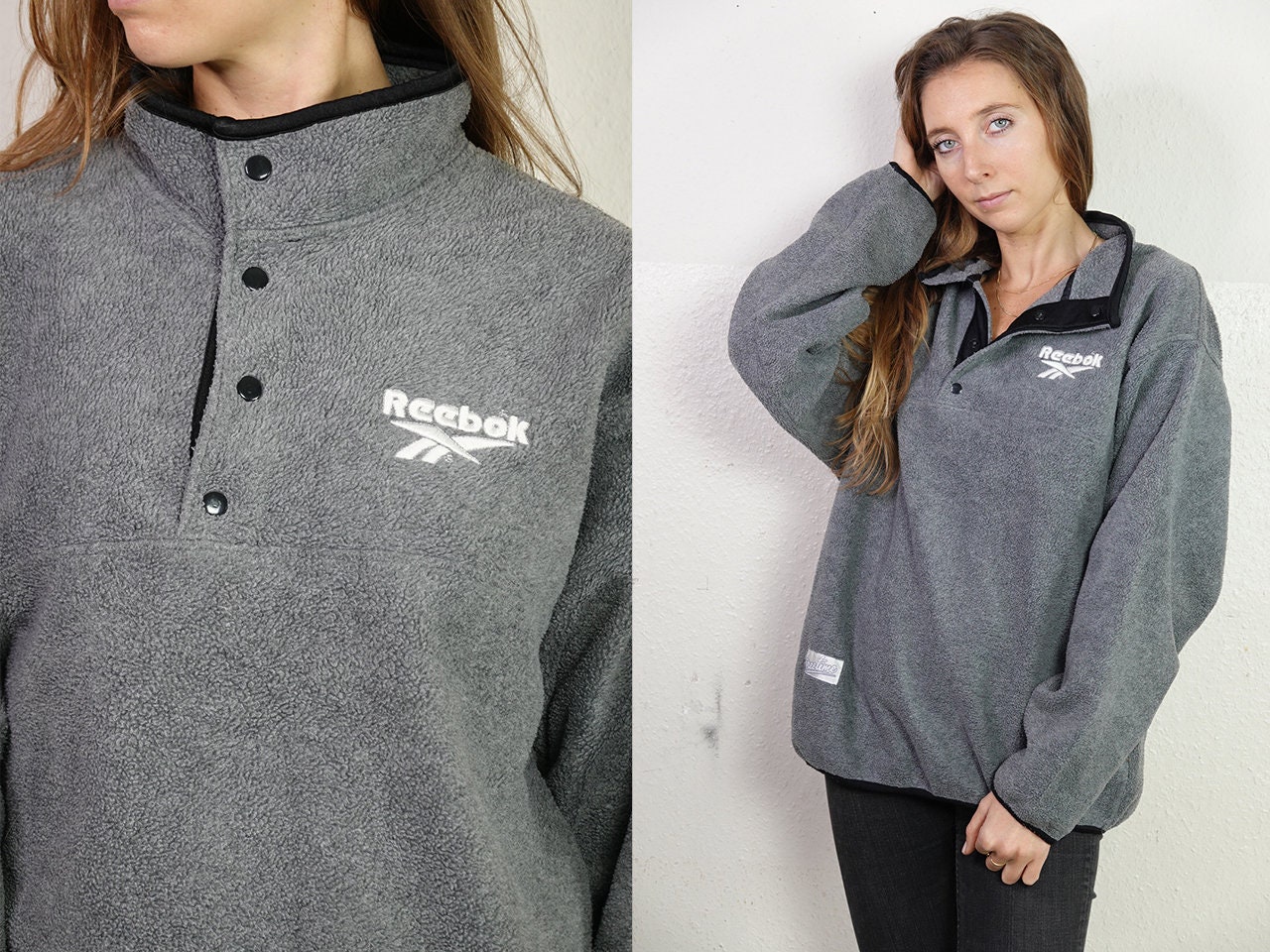 reebok quarter zip fleece sweatshirt