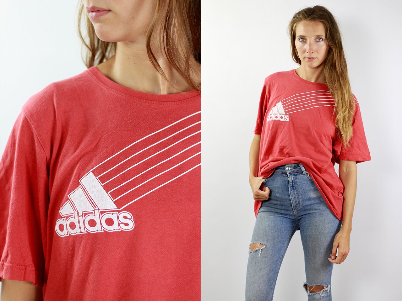 red adidas retro t shirt