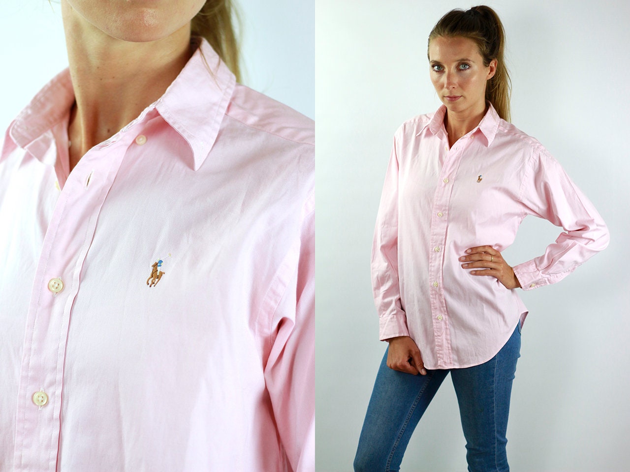 pink polo button up