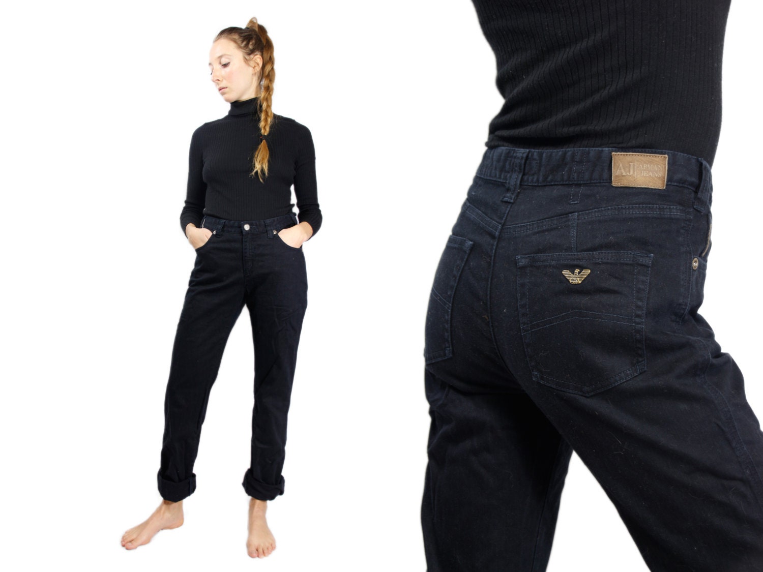 womens black armani jeans