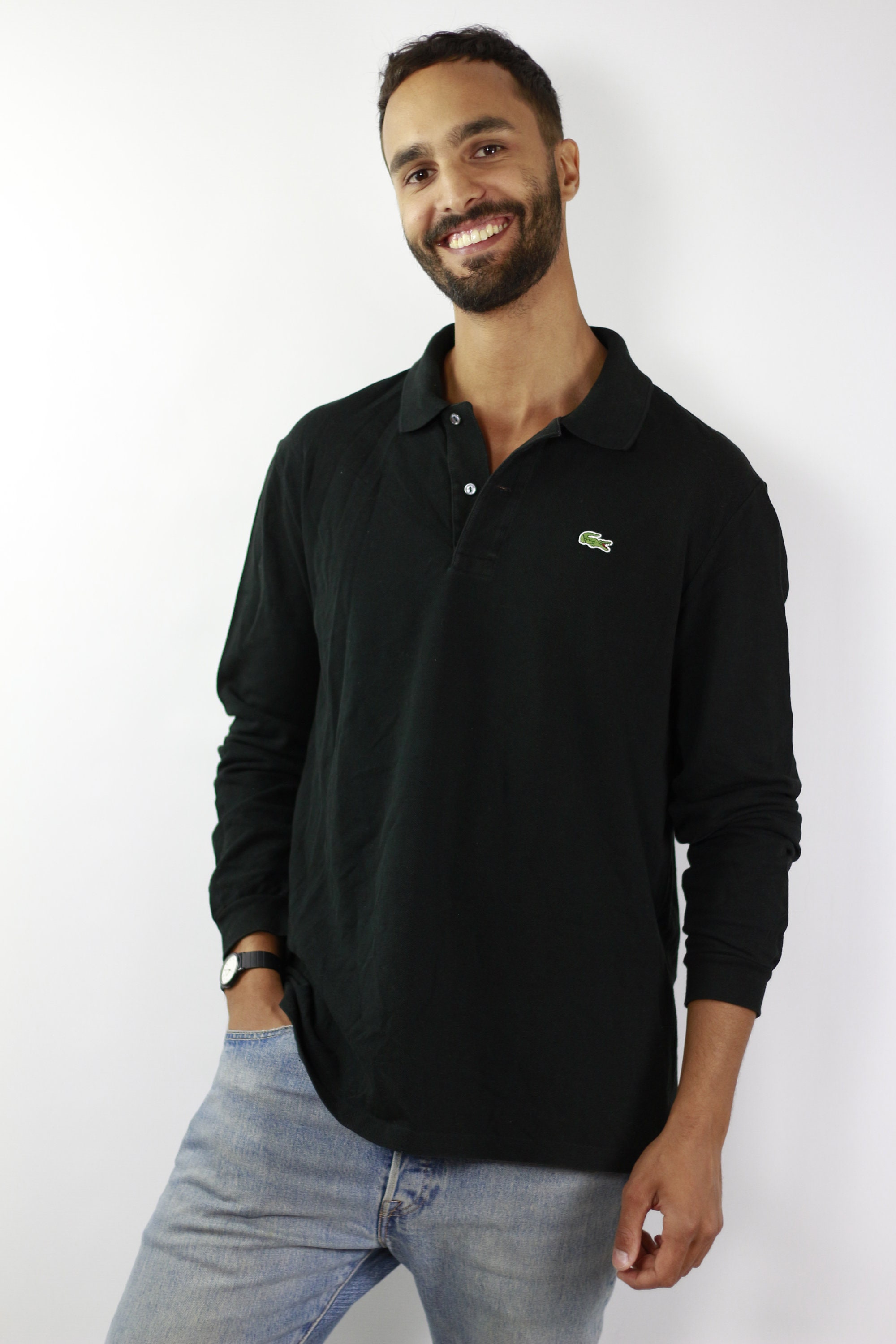 black lacoste polo shirt