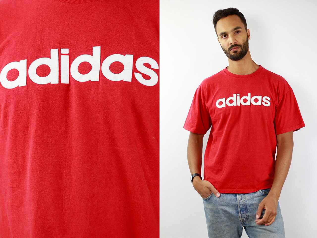 red adidas retro t shirt
