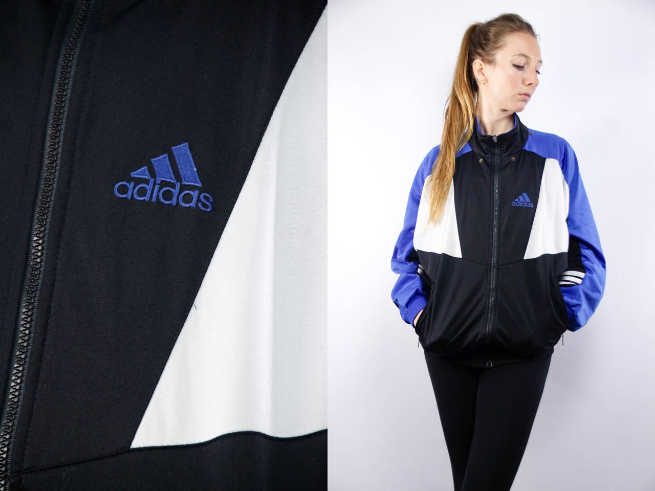 black and blue adidas tracksuit
