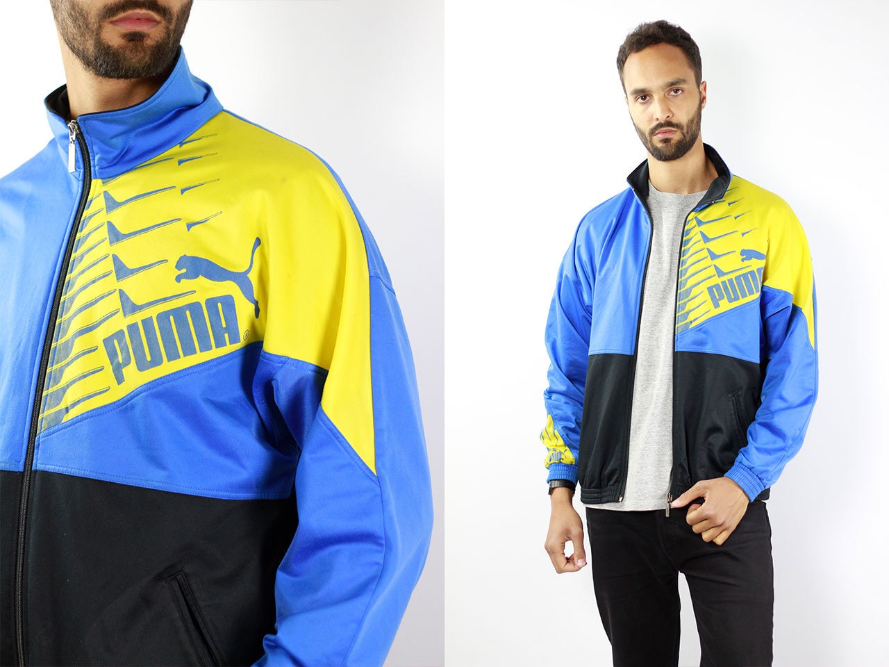 puma black and yellow tracksuit