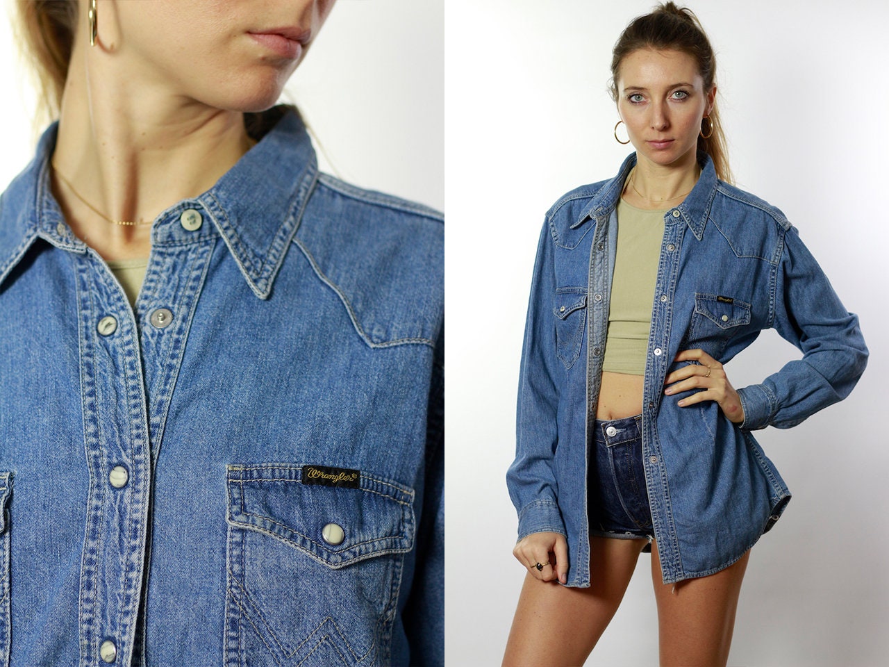 wrangler blue jean shirts
