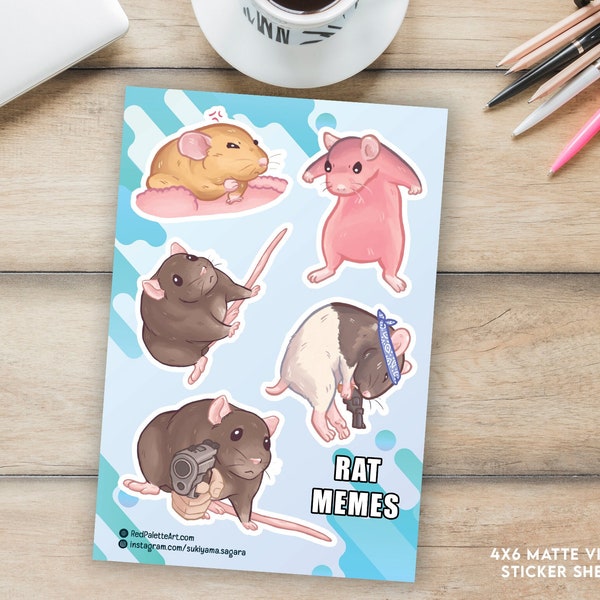 Meme Rat Stickers | Vinyl Rat Sticker Sheets