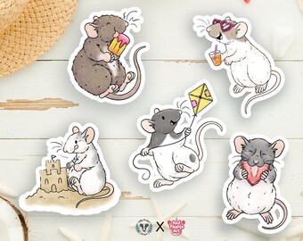 Summertime Sweeties RATS Glossy Stickers | Red Palette Art  X Silly Badger Designs