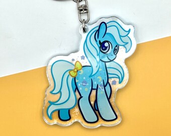 HOLOGRAPHIC Night Glider Pony Acrylic Charm Keychain: My Little Pony Generation 1 | SGAP