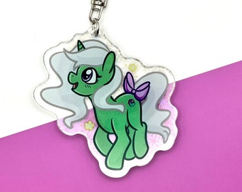 HOLOGRAPHIC Star Hopper Pony Acrylic Charm Keychain: My Little Pony Generation 1 | SGAP