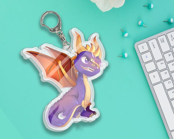 Spyro the Dragon Inspired Acrylic Charm Keychain by Red Palette Art
