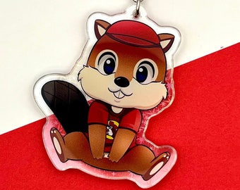 Buc-ees Inspired Acrylic Charm Keychain | Furry Beaver Gas Station Mascot Gift