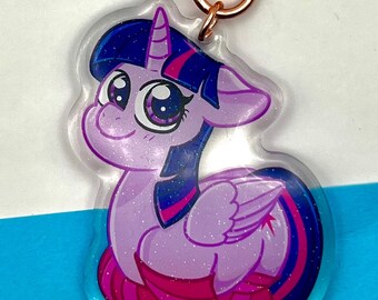 Twilight Sparkle in Socks Epoxy Glitter Keychain | My Little Pony Friendship is Magic